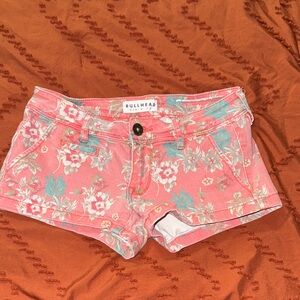 Bullhead Pink and Blue Floral Jean Shorts